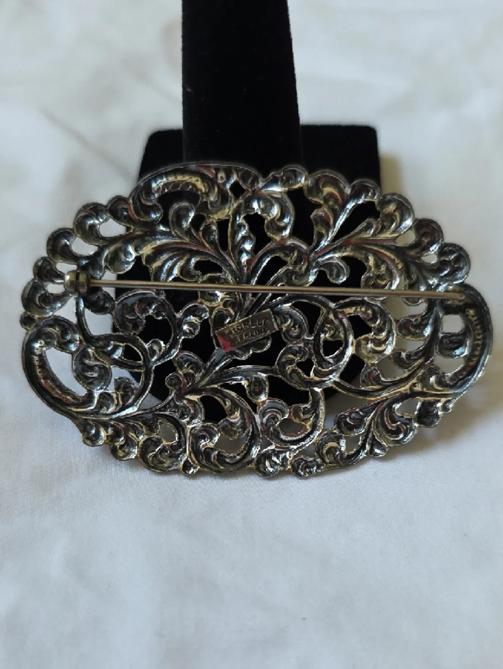 Vintage Michele Sterling Openwork Scroll Granny Brooch